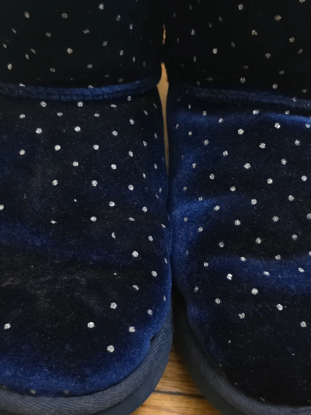 UGG Kids Starlight Navy Suede Sparkle Bow Shearling Boots Size 4 Big Kids